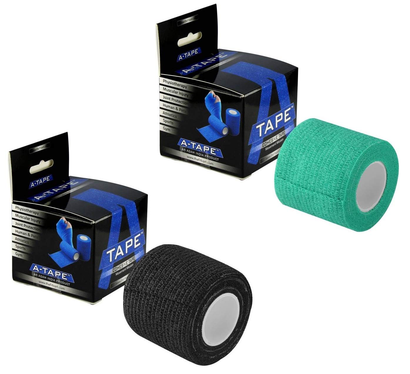 A-TAPE Cohesive Self Adhesive Elastic Crepe Bandage Green & Black (5 cm X 4.5 Meters), Pack of 2 (B07P7CSP8K) Amazon Price History, Amazon Price Tracker