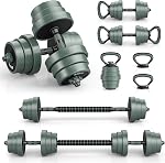 GYMAX Ensemble de sonnettes réglables, 4 en 1 Ensemble de poids gratuit avec connecteur, 92/47 LBS Utilisé comme Dumbbells, Barbells et Kettlebells pour l'entraînement de gymnastique à domicile
