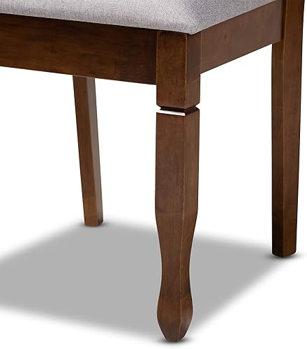 Miniatura 6 de Baxton Studio Augustine - Juego de sillas de comedor y sillas de comedor tapizadas de tela gris y acabado marrón nogal, juego de 4 sillas de comedor
