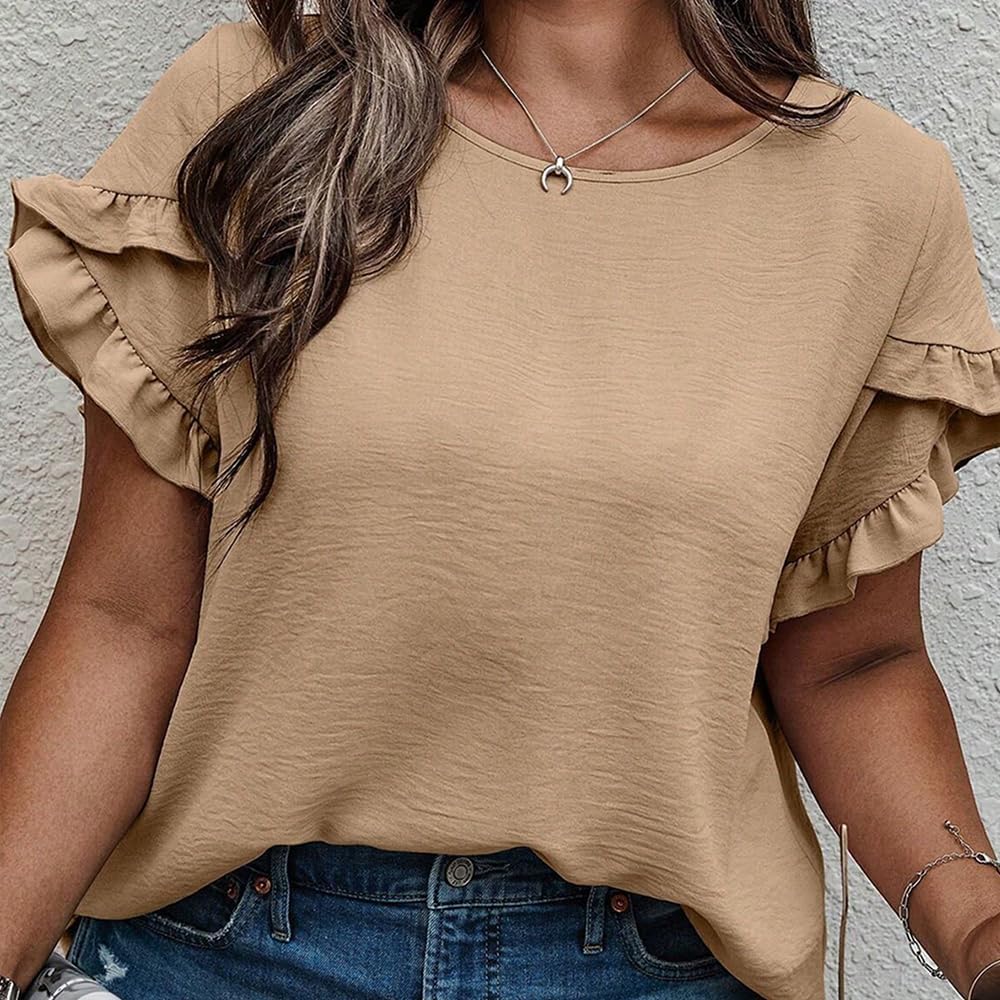plus size tops with ruffle sleeves