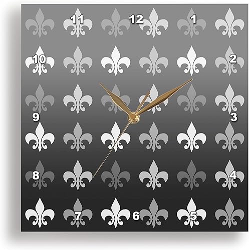 3dRose DPP_59112_1 - Reloj de pared con diseño de flor de Lis, 10.0 x 10.0 in, color blanco y negro