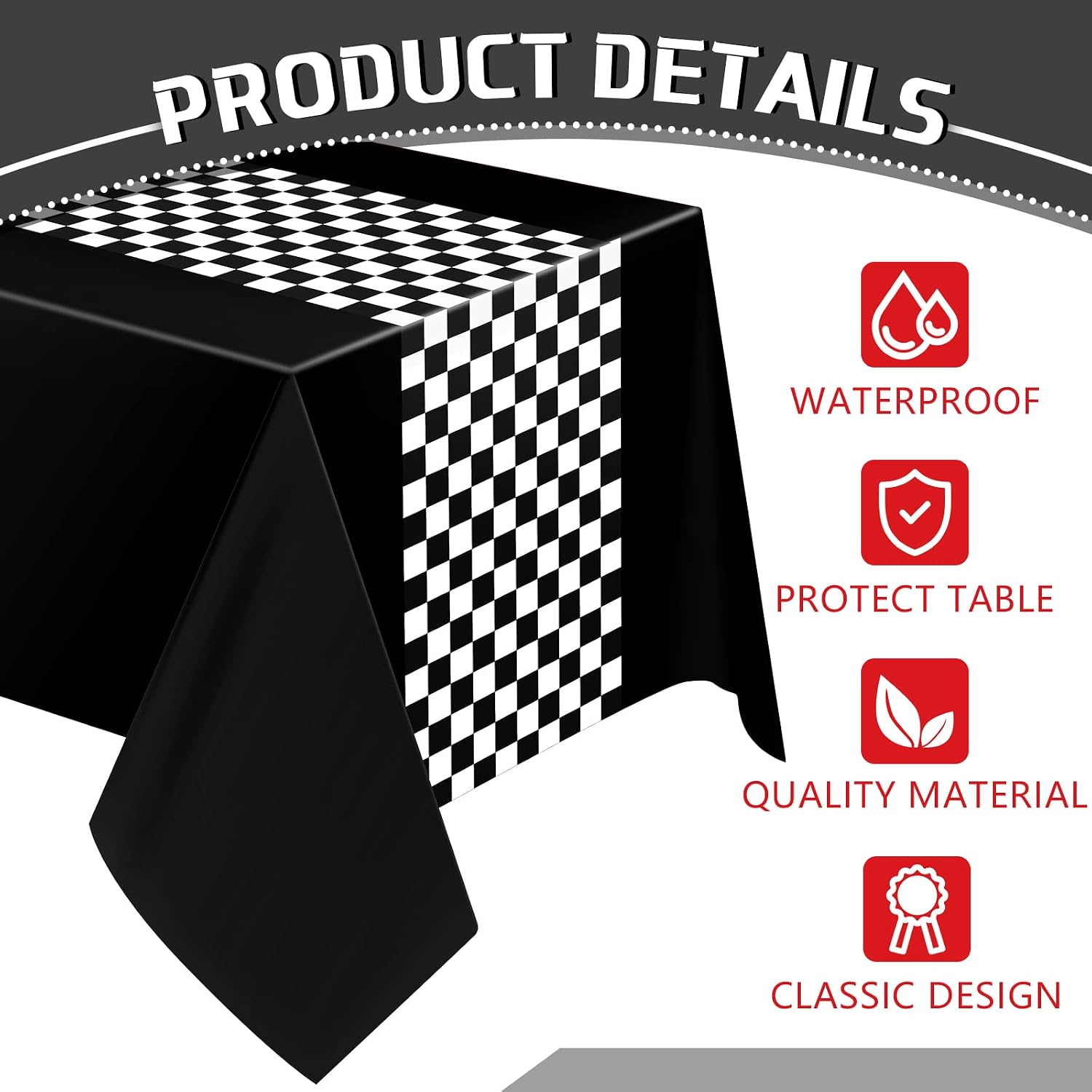 Irenare 6 Sheets Car Birthday Party Supplies Racing Party Decorations Road Tablecloth Racetrack Table Runner Table Covers for Kids Boy Car Theme Birthday Favors, 54 x 108 Inch (Black)