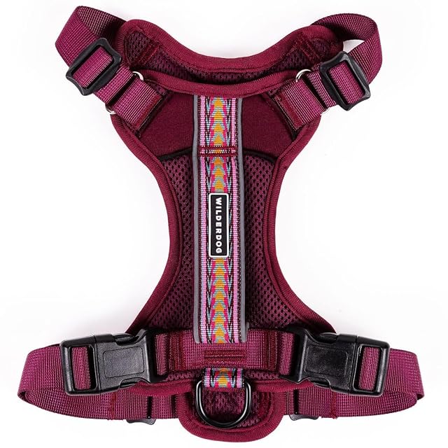 Wilderdog Arnés Ligero para Perro con Correas Reflectantes, tamaño Mediano, Color arándano