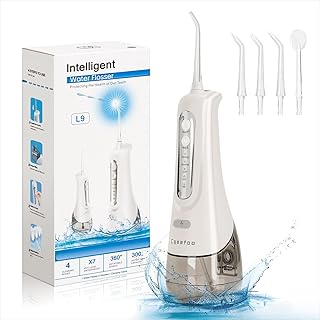 Water Dental Flosser Oral Irrigator with DIY+3 Modes，IPX7 Waterproof Portable Electric Cordless Water Flosser for Home & Travel Water Flossers for Teeth, Braces Bridges Care (White)