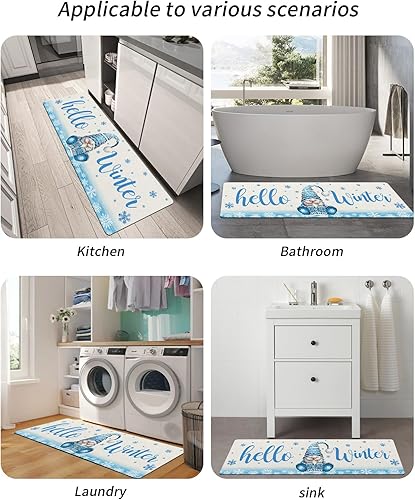 Miniatura 10 de Tapete de baño de gnomos de Navidad para bañera, antideslizante, de secado rápido y absorbente, tierra de diatomeas, fregadero, dormitorio, cocina,