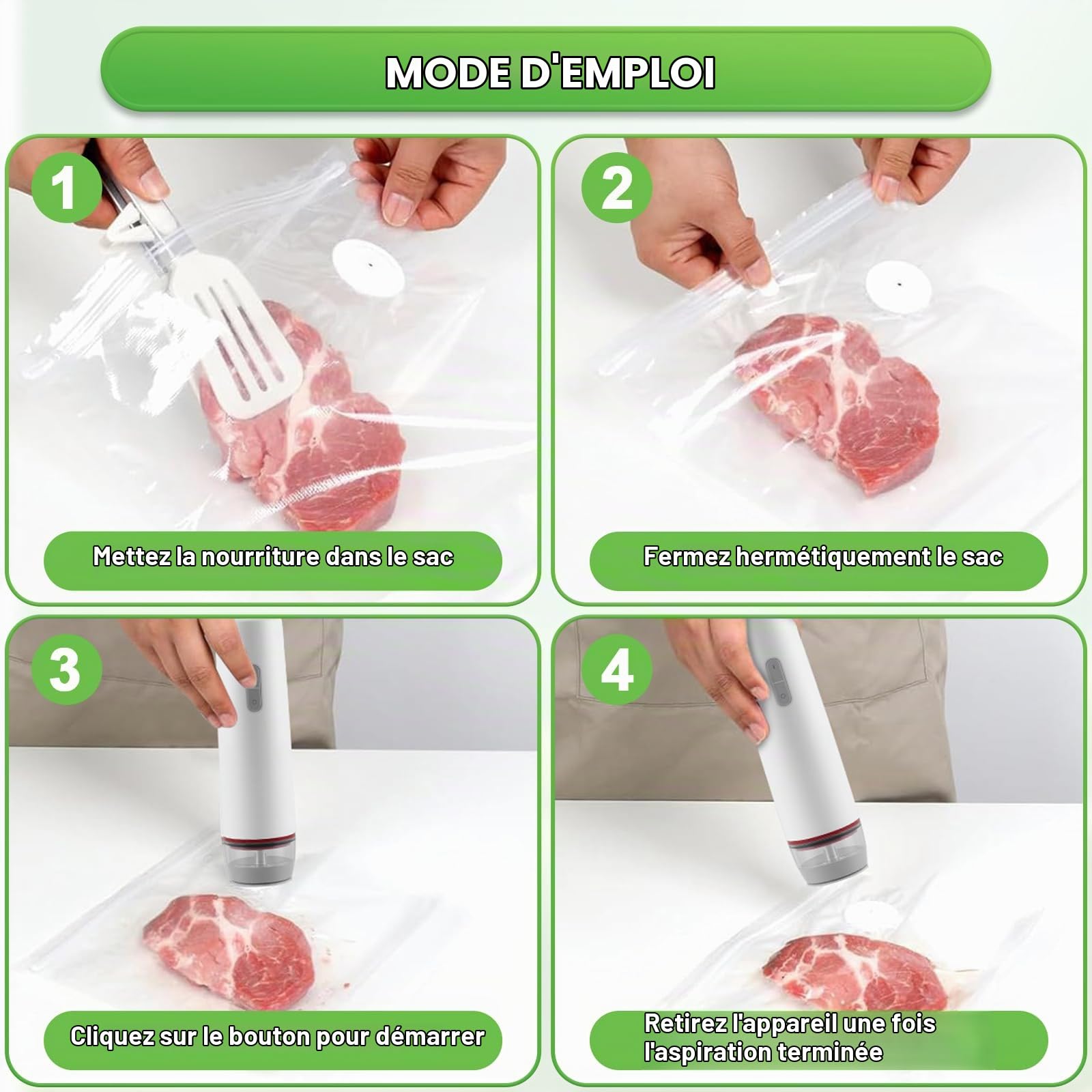 Sous Videuse Alimentaire avec 30 Sacs Sous Vide Réutilisables