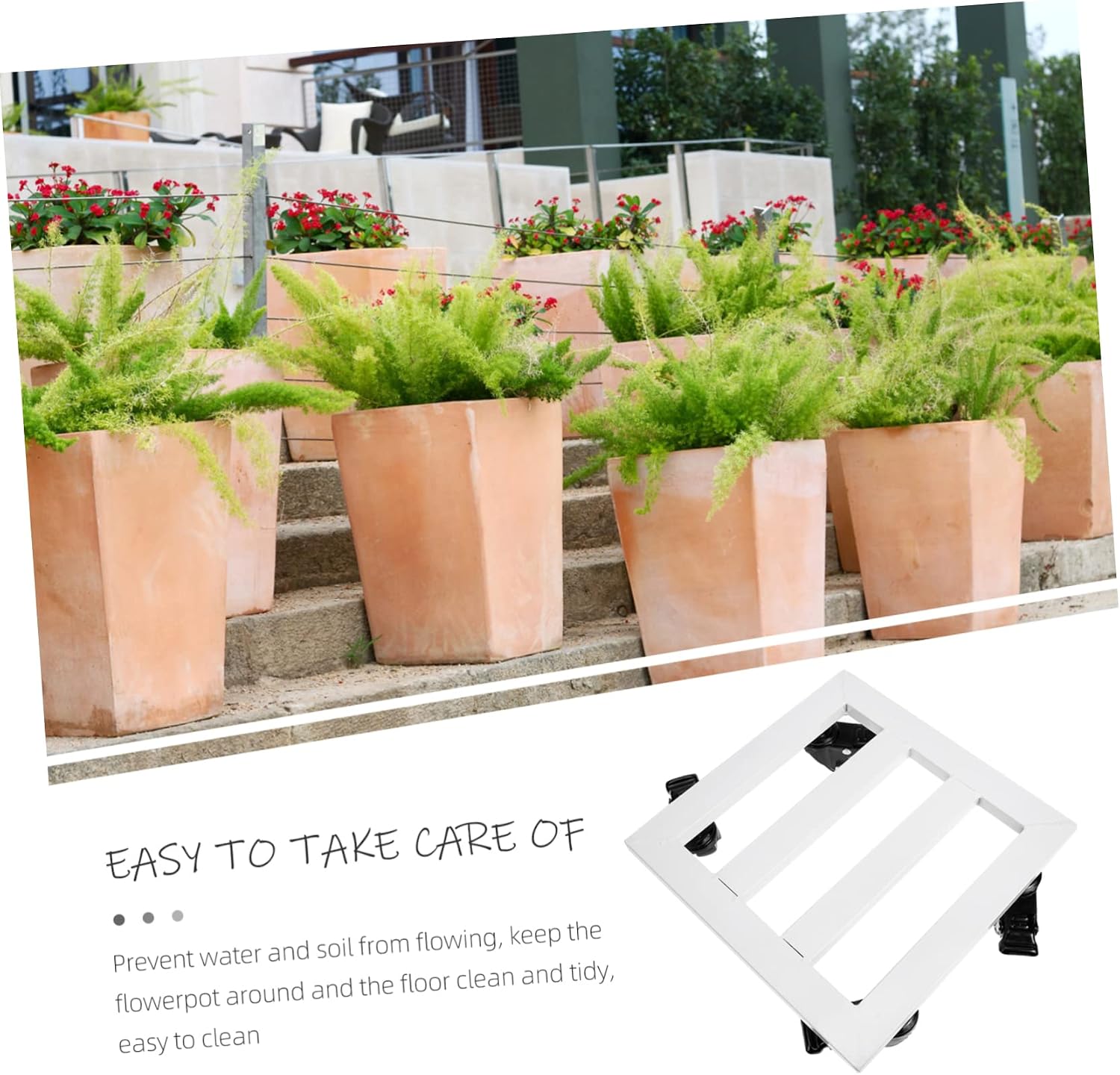 Indoor Plant Stand Heavy Duty Rolling Plant Holder Swivel Wheels Garden Flowerpot Base Movable Flowerpot Tray