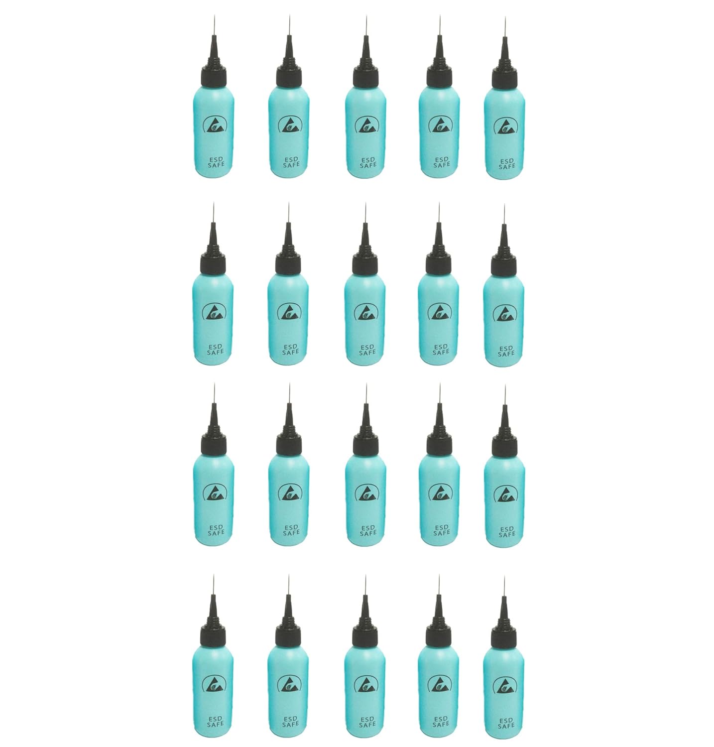 60ml Flux Dispenser, ESD Safe Needle Tip Bottle Static Dissipative Durastatic, 2 fl. oz, Height 4.5"Width 1.4", Low-Density Polyethylene, LDPE (needle1mm, Blue, 20)