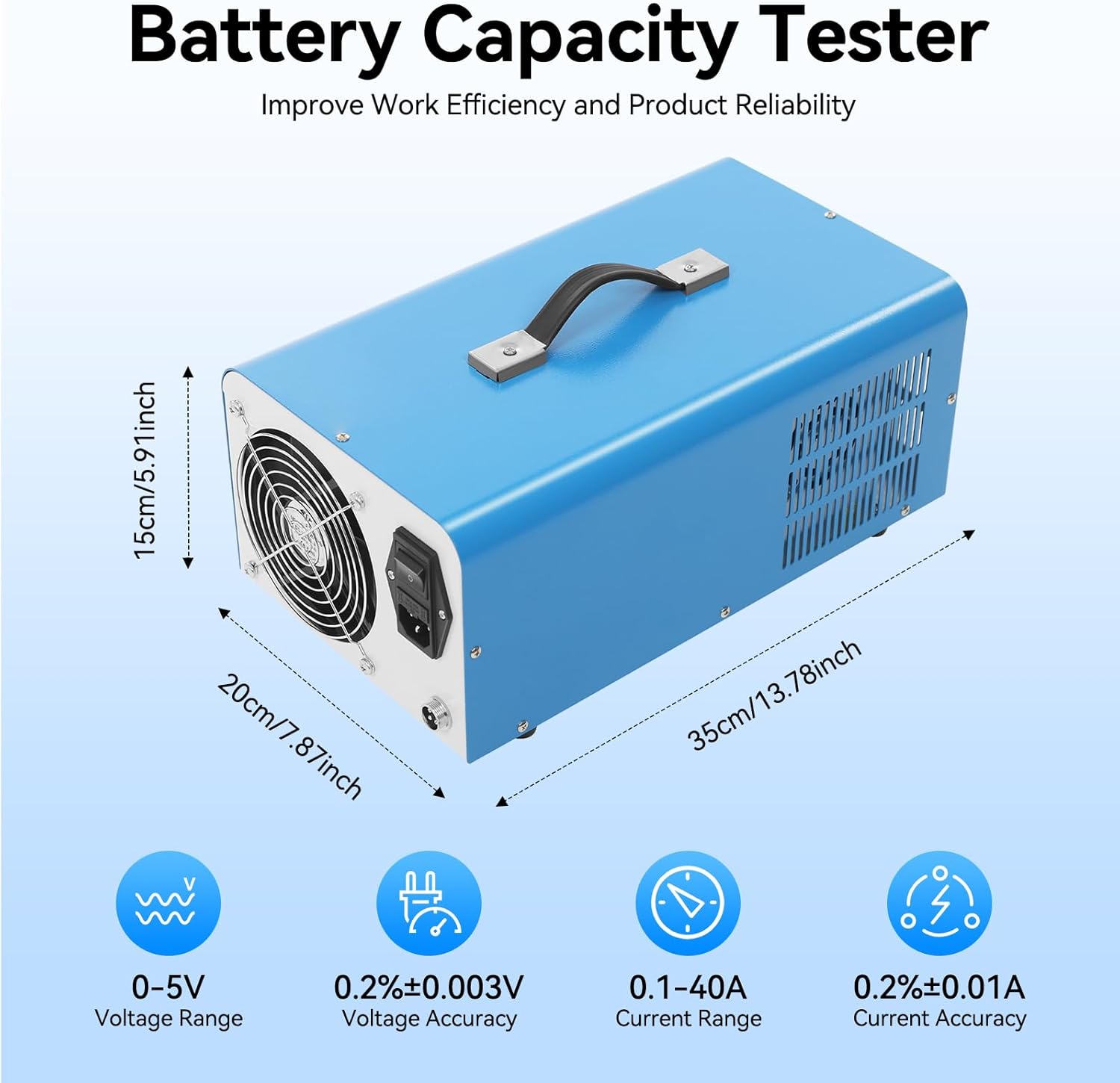 Programmable DC Power Distribution Unit with Capacity Testing Function, 0-5V 40A 200W Adjustable Discharge Charger for Battery Analyzer (Li-ion, Ni-Cd, 18650)