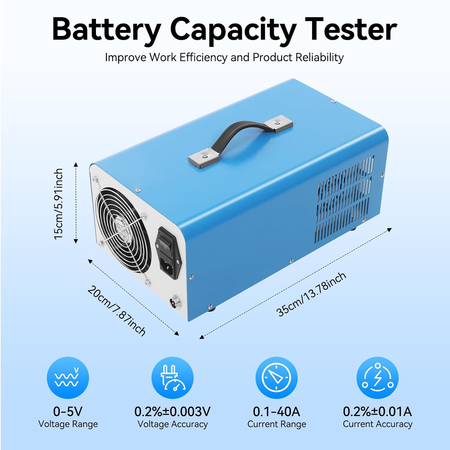 EBC-A40L Battery Capacity Tester,200W 110V 5V Load High Current Power Supply Tester, DC Load Tester for Testing Discharge Plate