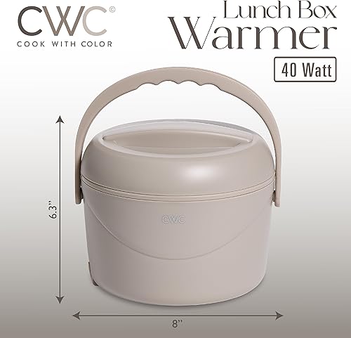 Miniatura 4 de COOK WITH COLOR Fiambrera redonda 40W, calentador de alimentos portátil, capacidad 1.1L, revestimiento de acero inoxidable, gris