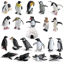 21PCS Realistic Arctic Penguin Figurines with Igloo Winter Habitat Adventure Toys Christmas Birthday Party Supplies Decor