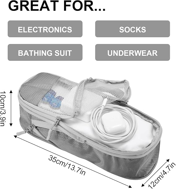 Compression Packing Cubes for Suitcases, Organizer Cubes for Travel Essentials, Luggage Suitcase Organizer Bags Set, Lightweight Packing Organizers as Travel Accessories (Set of 5, Grey)
