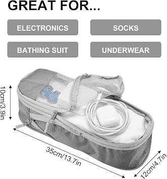 Compression Packing Cubes for Suitcases, Organizer Cubes for Travel Essentials, Luggage Suitcase Organizer Bags Set, Lightweight Packing Organizers as Travel Accessories (Set of 5, Grey)
