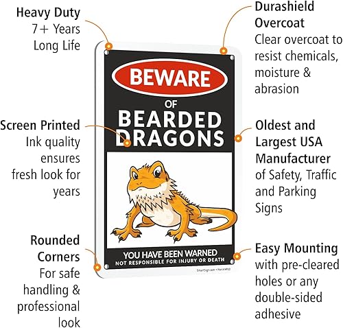 Miniatura 124 de SmartSign Divertido letrero de advertencia con texto en inglés «Beware Of Guinea Pigs – 10 x 7 pulgadas, aluminio laminado libre de óxido de 40 mil