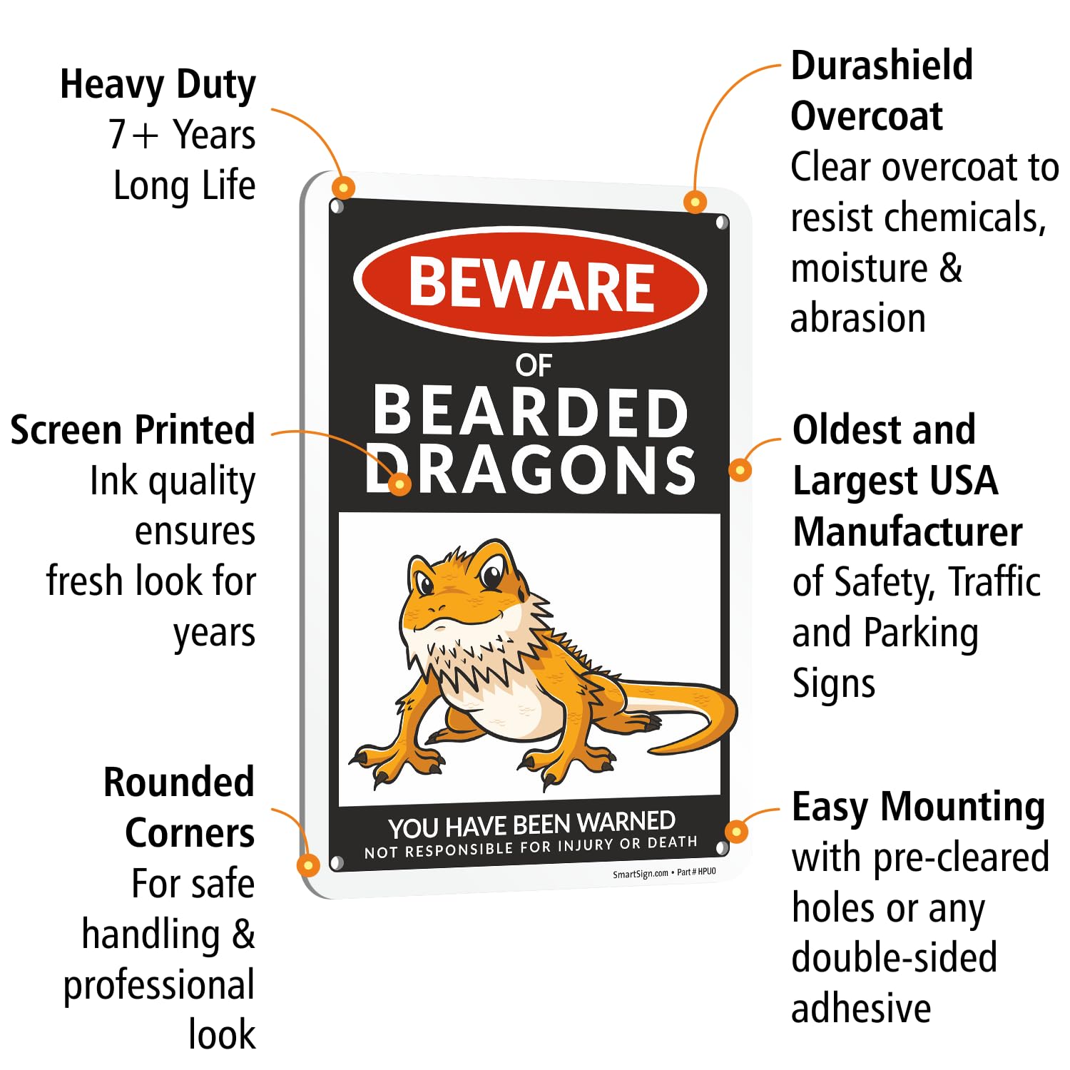 SmartSign Warnschild 'Beware Of Dragons' – 25,4x17,8 Cm, Laminiertes Aluminium – Lustige Wanddekoration