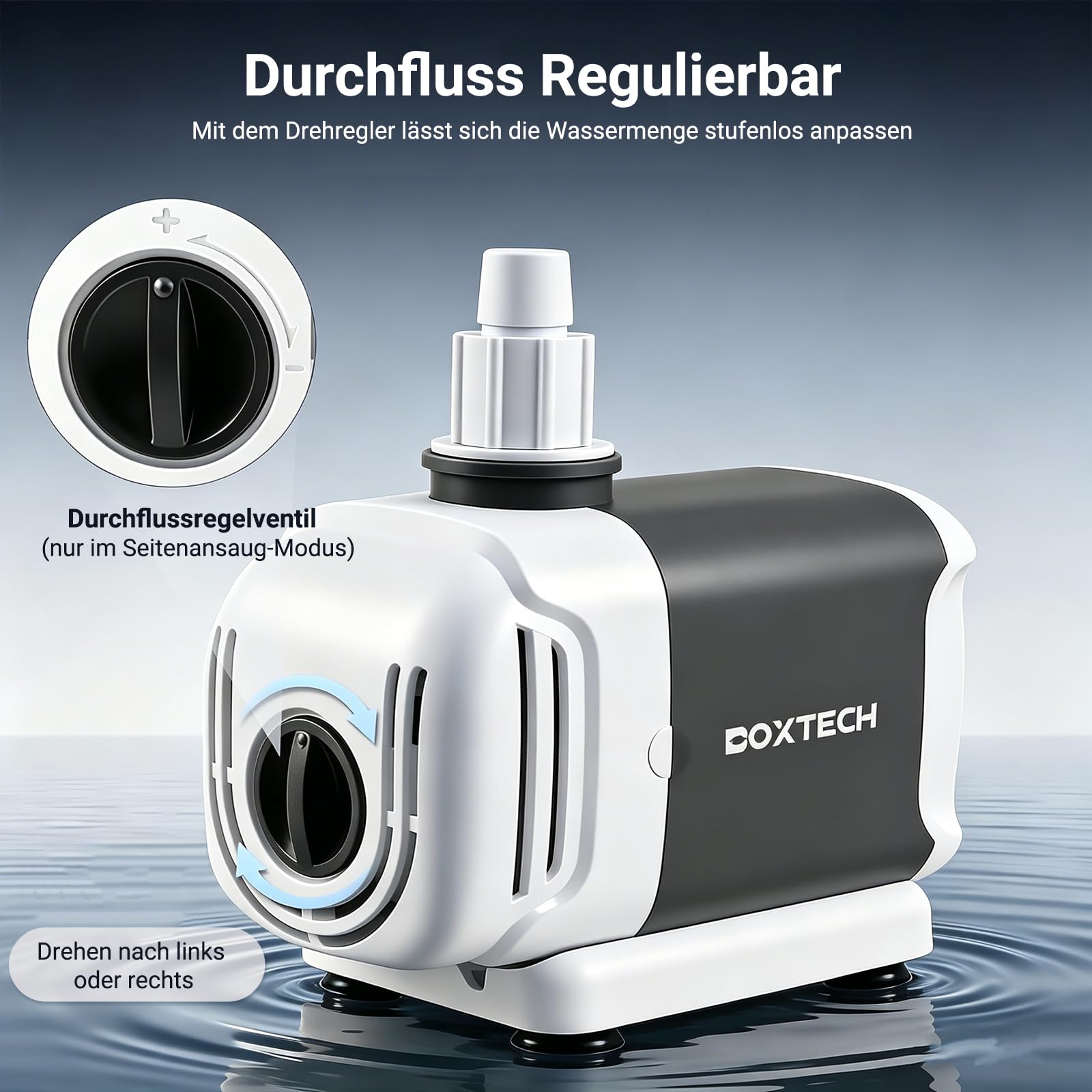 Boxtech Bomba sumergible para acuario, 25 W-1500 L/H, bomba de agua para acuarios, bomba de suministro con 3 boquillas
