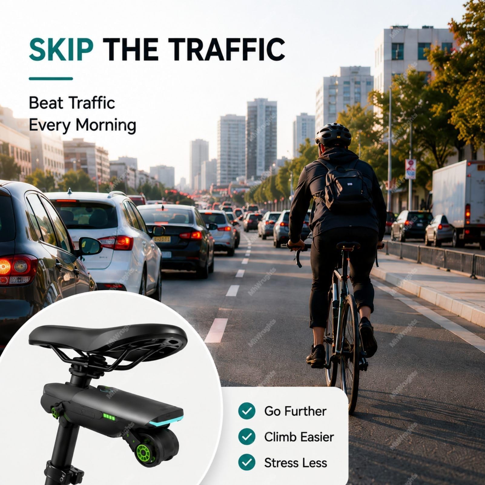Kit di conversione per Bici elettrica con Motore ausiliario, sgancio rapido in 30 Secondi, Batteria da 18 V, Assistenza alla pedalata per Gli spostamenti quotidiani in Città Blue