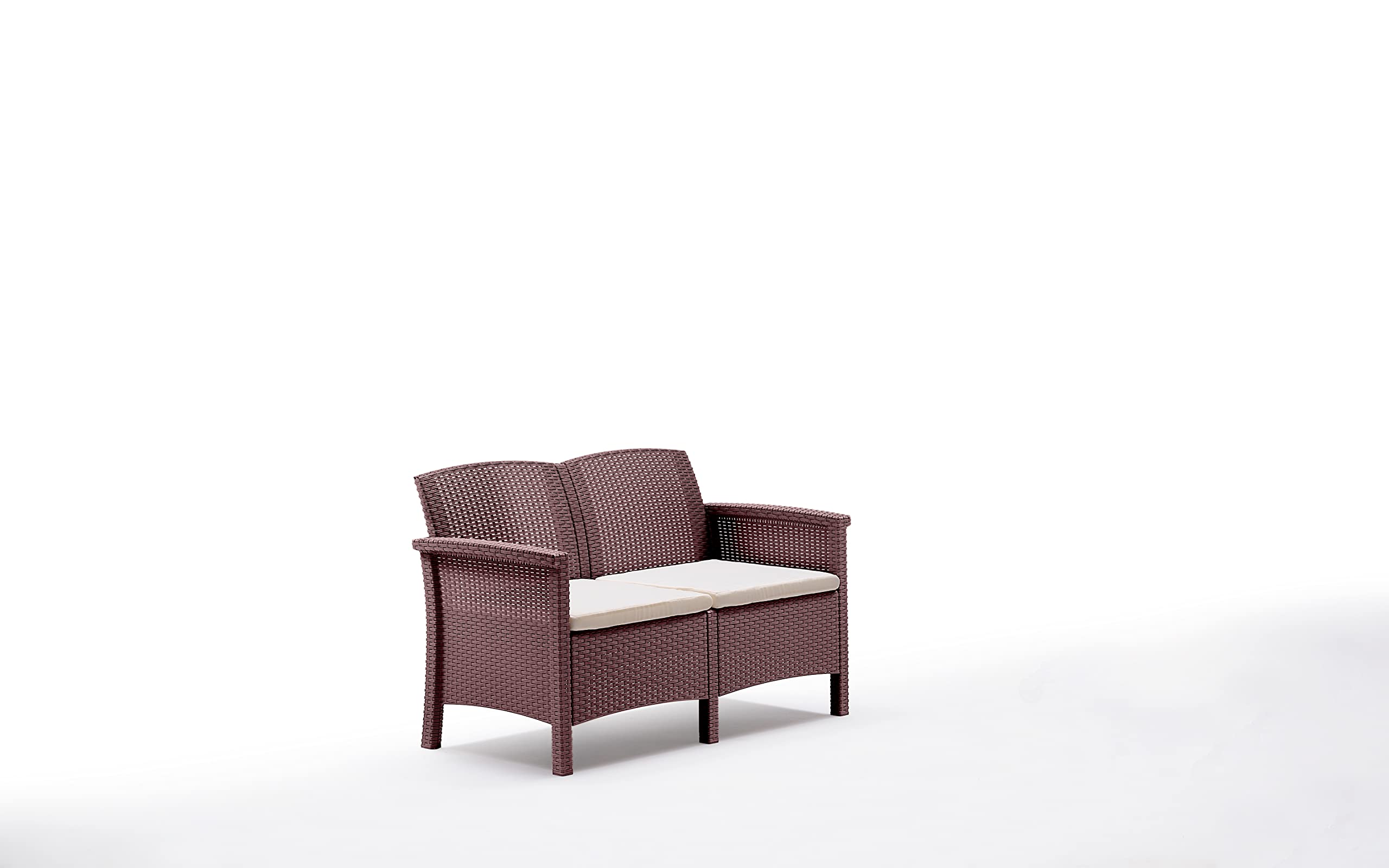 BICA Set Venezia 2 - Set Mobili da Esterno 2 Poltrone, 1 Sofa 2 posti, Tavolino Contenitore e Cuscini per la Seduta, Marrone