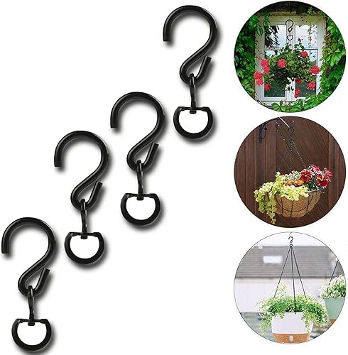 Miniatura 4 de Ganchos giratorios para colgar plantas, comederos, ganchos giratorios de 360 grados, resistentes y dobles para colgar campanillas de viento y cestas