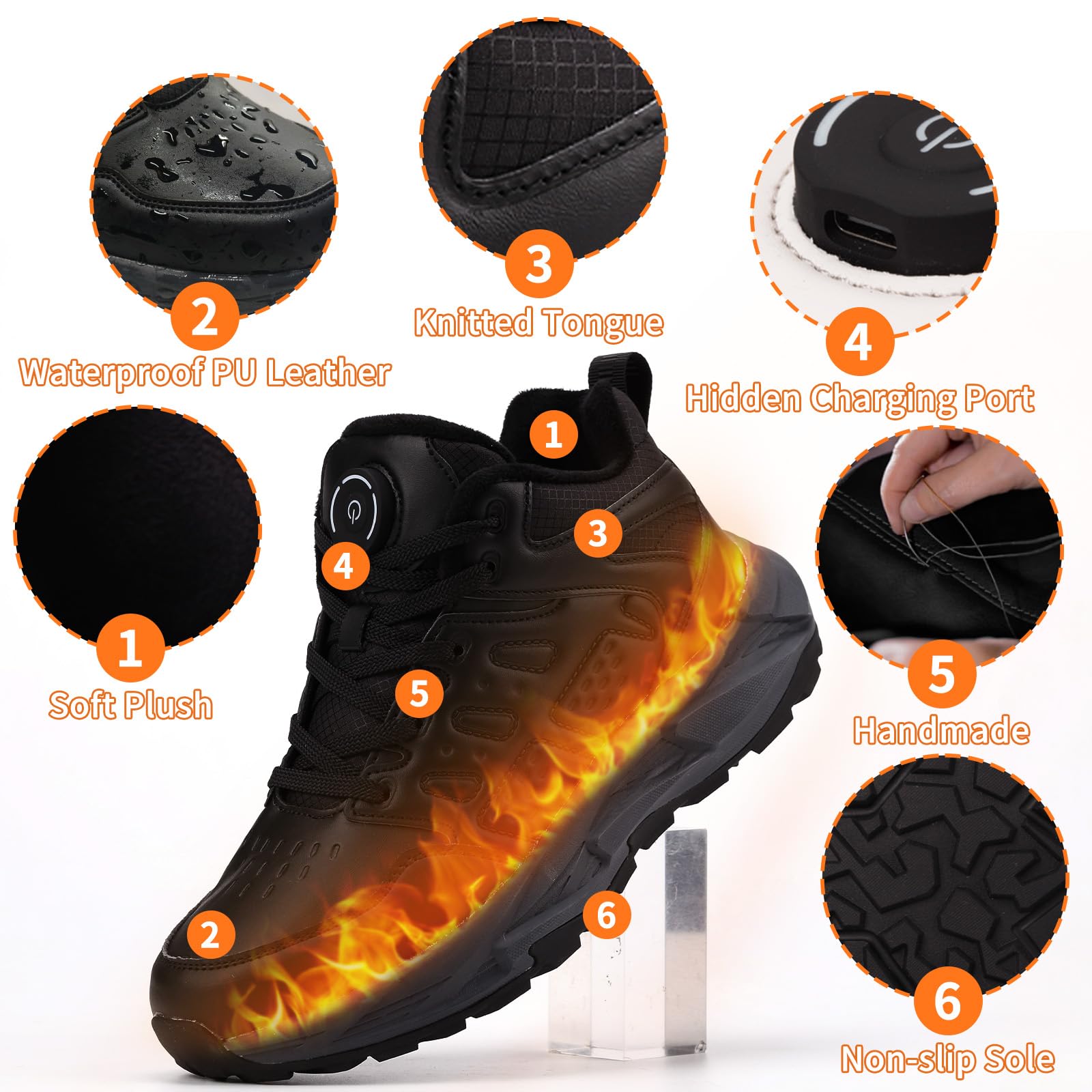 Scarpe da trekking da uomo e donna, invernali, calde, ricaricabili, riscaldate, da trekking