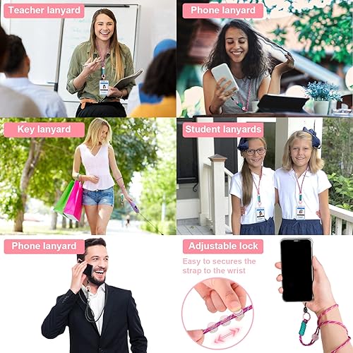 Miniatura 7 de Sonkoloro Cordones para insignias de identificación, cordones trenzados ajustables y resistentes para mujeres y hombres