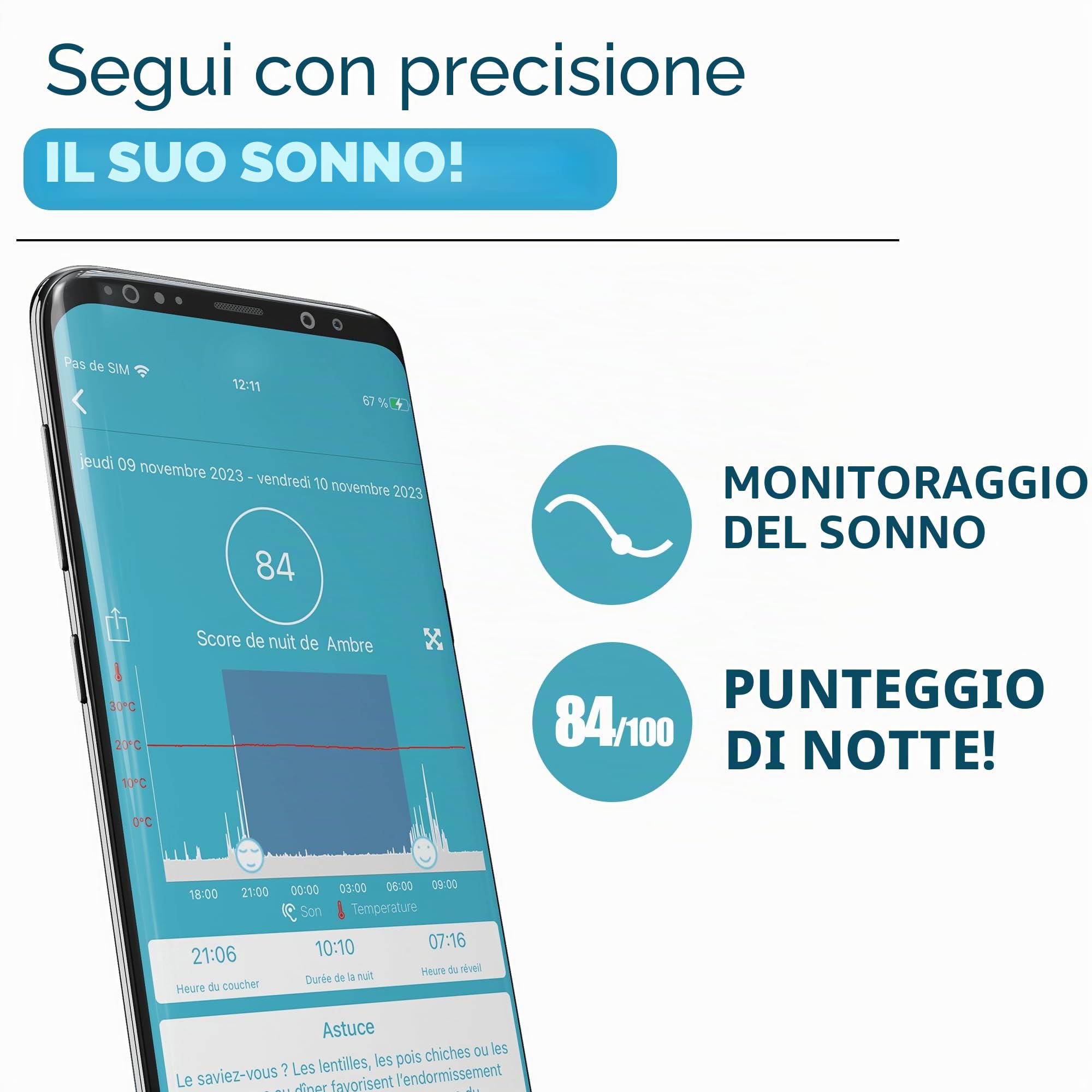 UrbanHello Remi - Il miglior Sveglia per Bambini per Imparare a Dormire di più, Baby Phone Audio, monitoraggio del Sonno, Luce Notturna, Altoparlante Musicale, Blu
