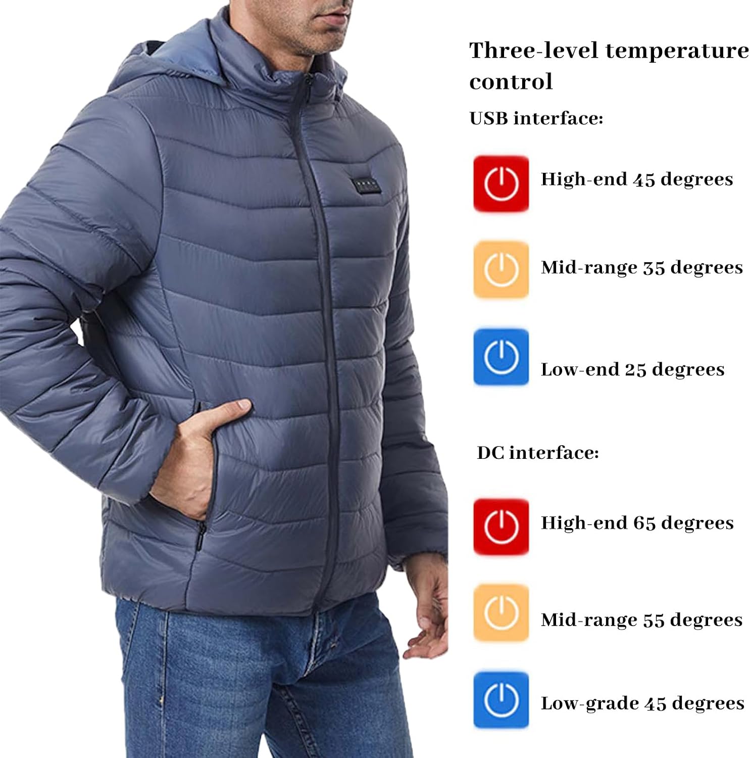 Heated Jackets for Men Women Soft Shell Winter Thermal Heated Coats Padded Ski Hunting Sports Hooded Heating Jackets