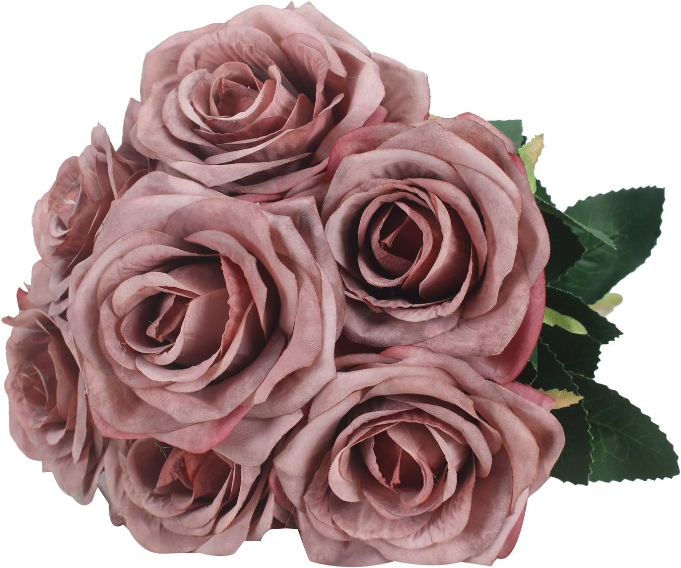 Duovlo 7 Heads Vintage Silk Artificial Flowers Bouquets Plastic Wedding Centerpieces Arrangements Decorations (Grey)