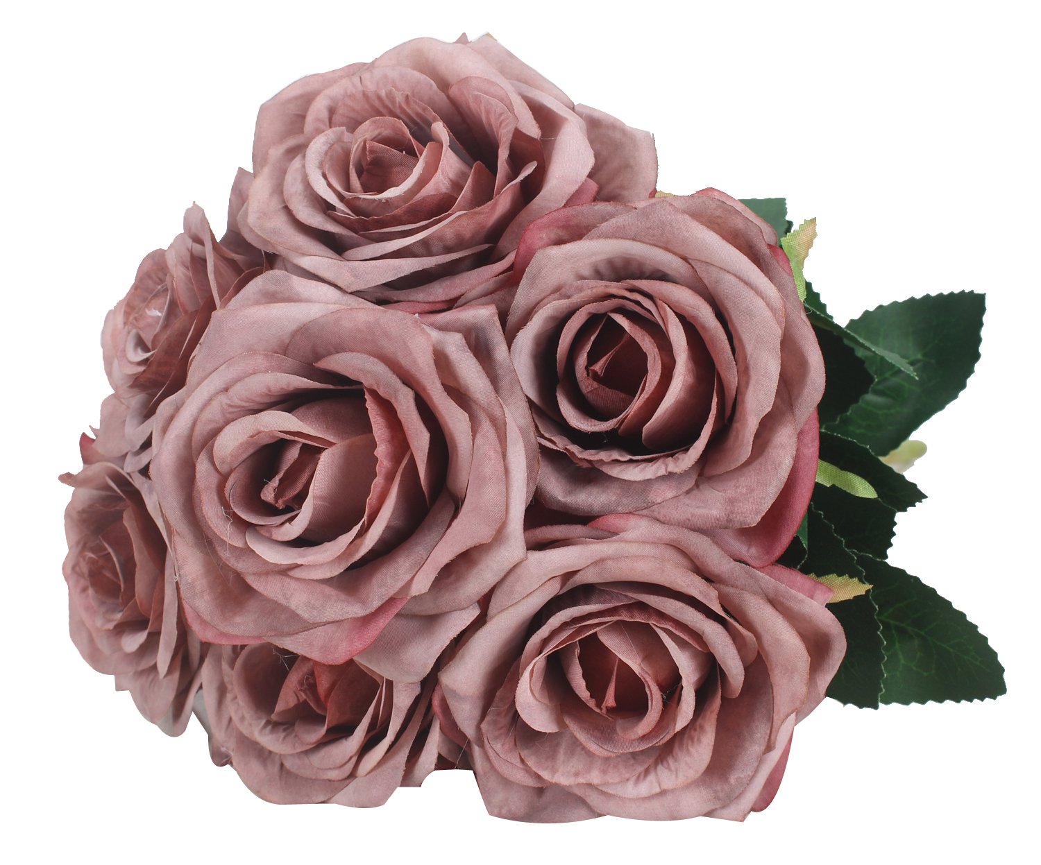 Duovlo 7 Heads Vintage Silk Artificial Flowers Bouquets Plastic Wedding Centerpieces Arrangements Decorations (Grey)