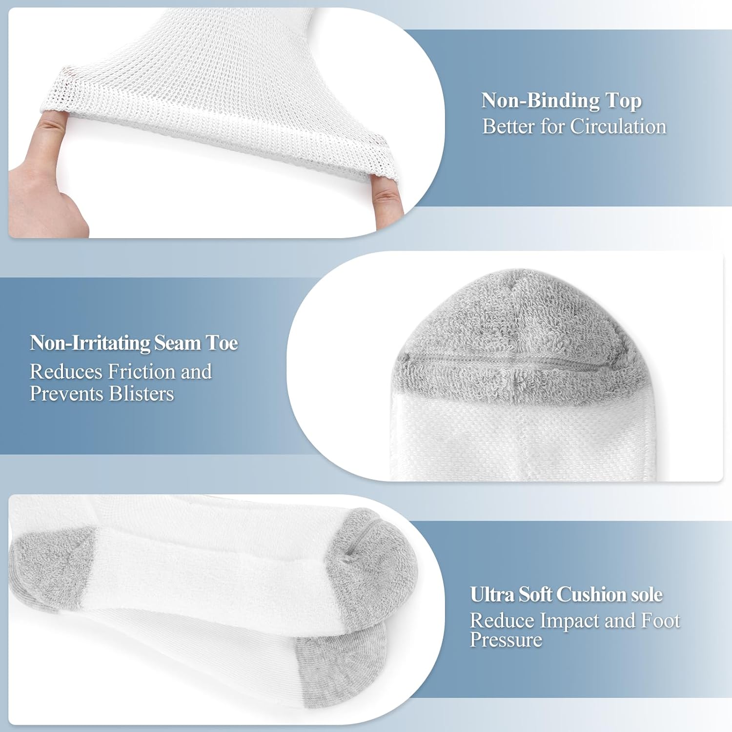 Diabetic Ankle Socks for Women, Non Binding Wide Top for Elderly, Seamless Loose Cushion for Swollen Feet, 5 pairs - Image 5