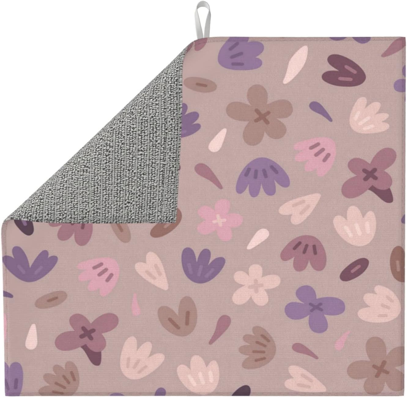 Dish Drying Mat 16x18 For Kitchen Counter 花柄紫 (15) Women