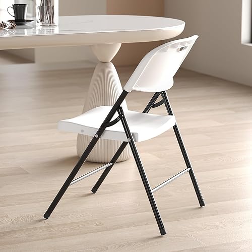 Vista 6 de Nazhura Silla plegable de plástico para uso pesado con límite de peso de 350 libras y estructura de acero reforzada para interiores y exteriores