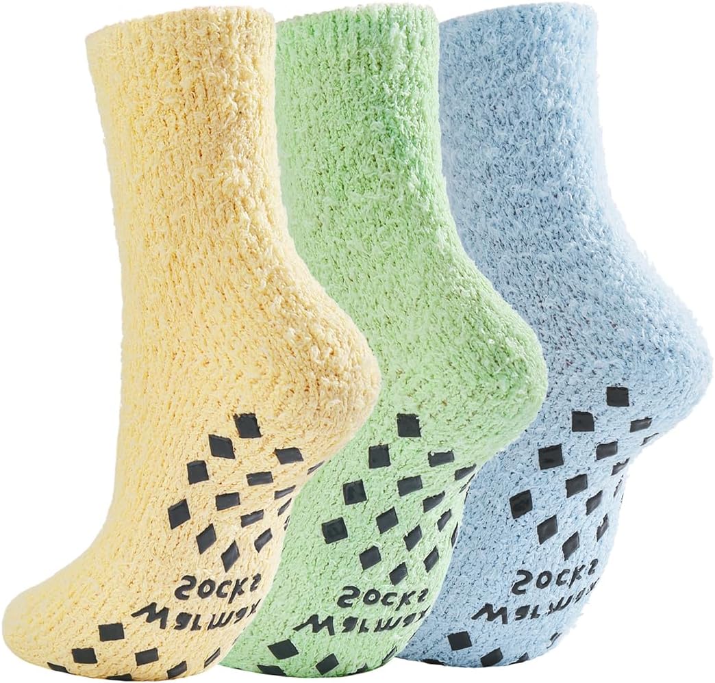Century Star Fuzzy Socks Slipper Non Slip Grippy Socks for Women Winter Warm Cozy Soft Fluffy with Grips-Hospital