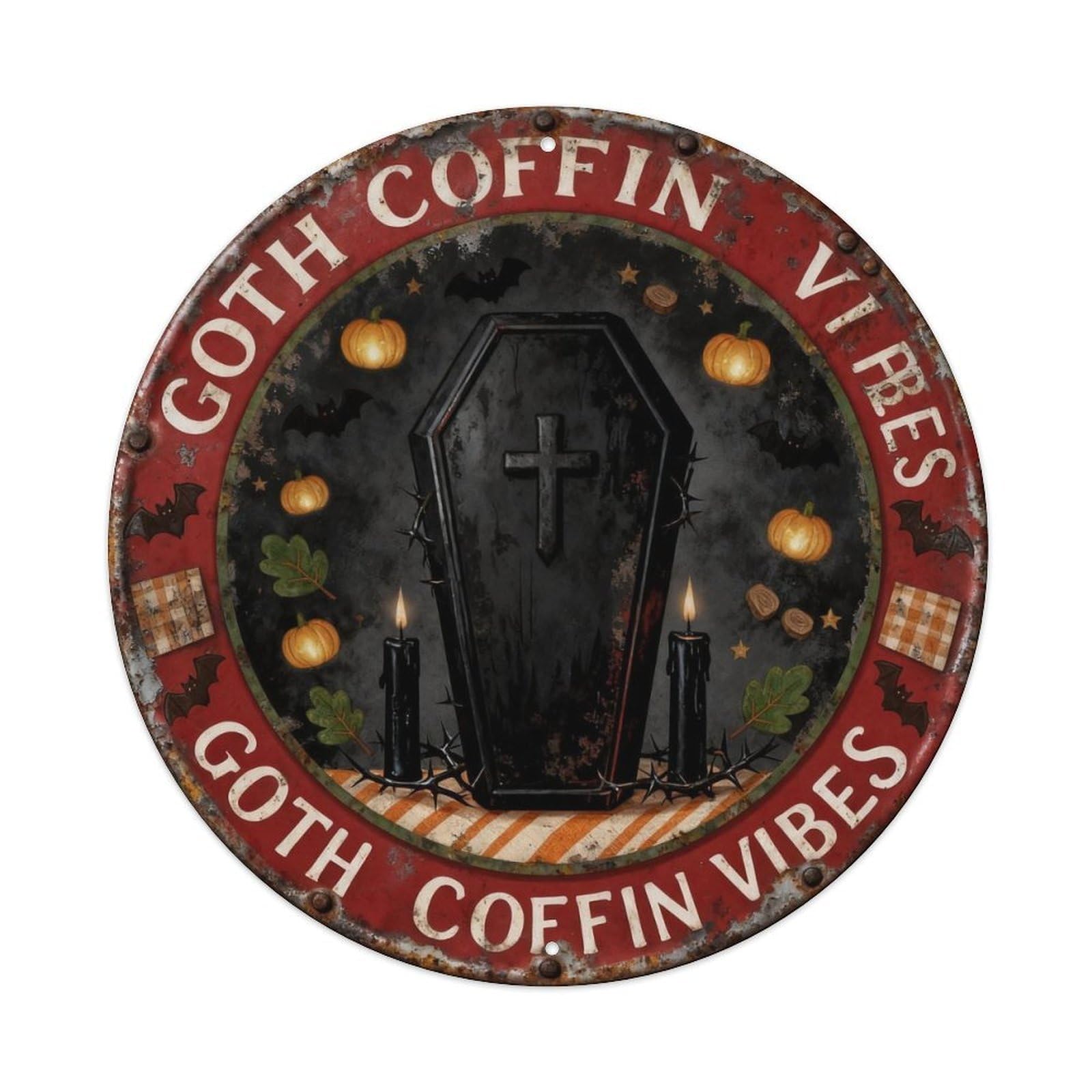 Goth Coffin Vibes Metal Tin Sign Plaque