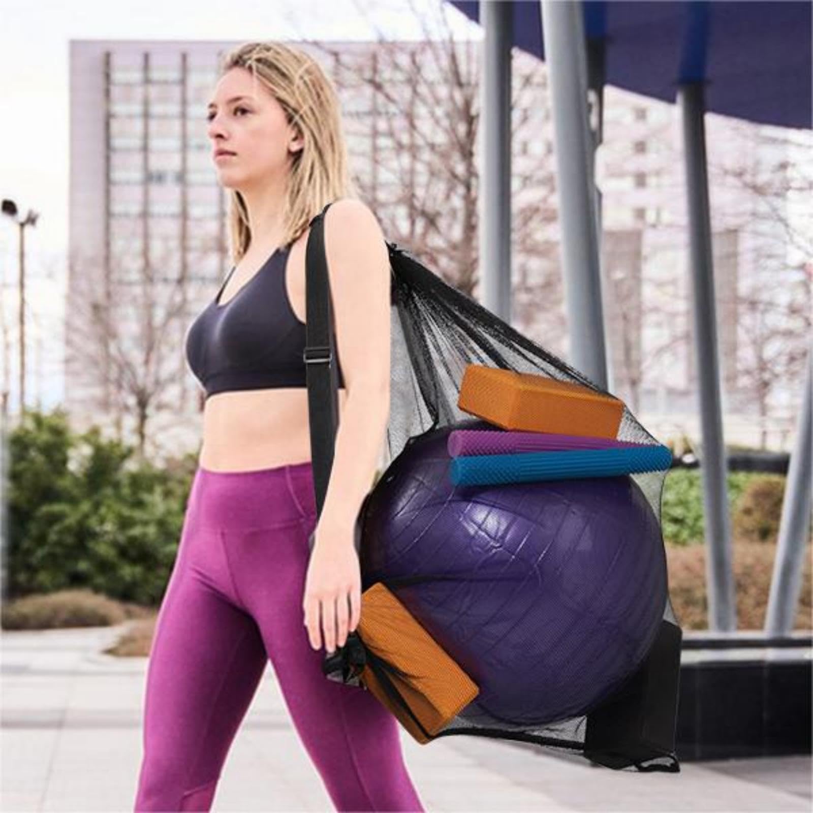 DoGeek Sac à Ballons de Foot, Grand Capacité Sac de Ballon en Filet avec Cordon de Serrage et Bandoulière Antidérapante,pour Le Basket-Ball, Le Rugby et Le Volley-Ball