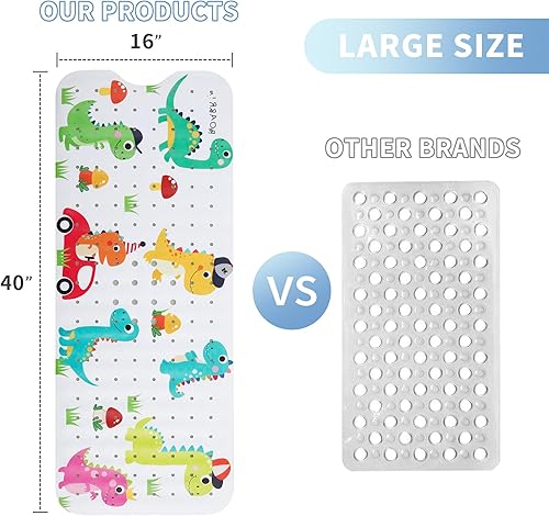 Miniatura 6 de Tubozadi Tapete de baño para bebé, antideslizante, extra largo, de 40 x 16 pulgadas, tapete de ducha para niños, ecológico, antideslizante, con