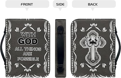 Miniatura 3 de Vodetik Funda de cuero para la Biblia con cruz pequeña mariposa cubierta de Biblia para mujeres con asa con cremallera llavero portador de la Biblia