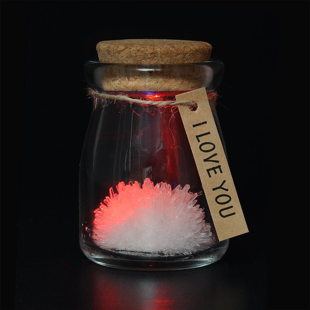 I Love You, Pink LED Magic Grow Your Own Crystal Garden Wish Flower Jar