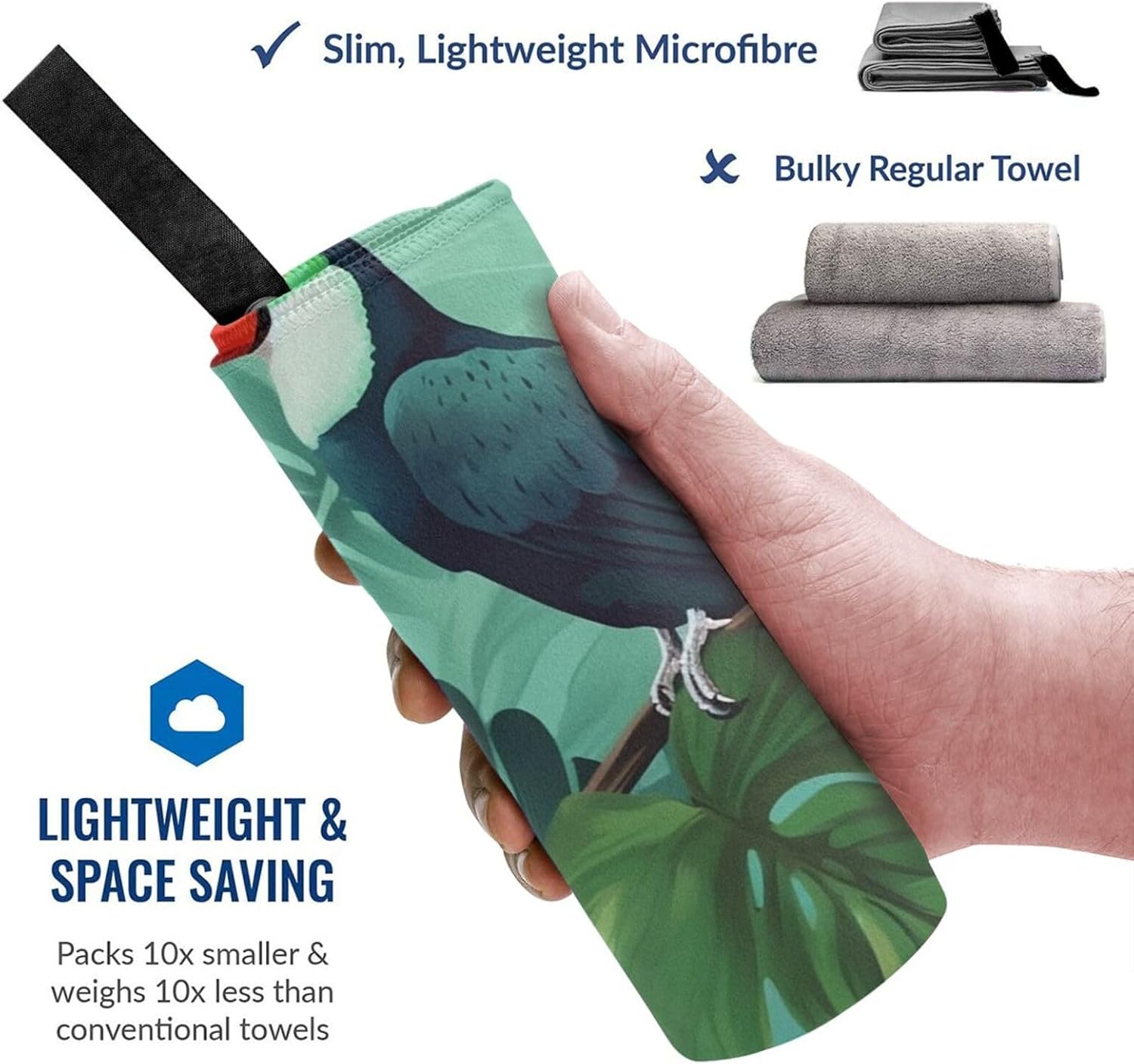 KHiry Microfiber Towel Beach Towels Tropical Leaves Bird Quick Dry Towel Soft Lightweight Travel Towels Absorbent Large Easy Pack Travel Things Beach Blanket for Gym Sports Swimming