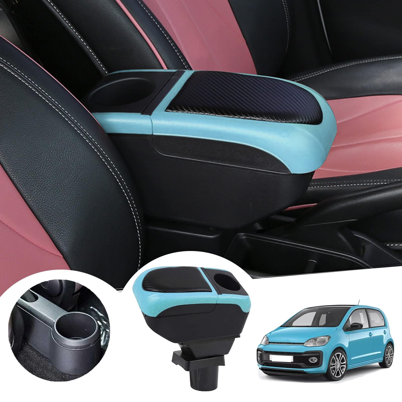 MWWYSF Arm Rest Centre Console Storage Box Car Armrest Box for Vw UP for Seat Mii for Skoda Car Accessories,A