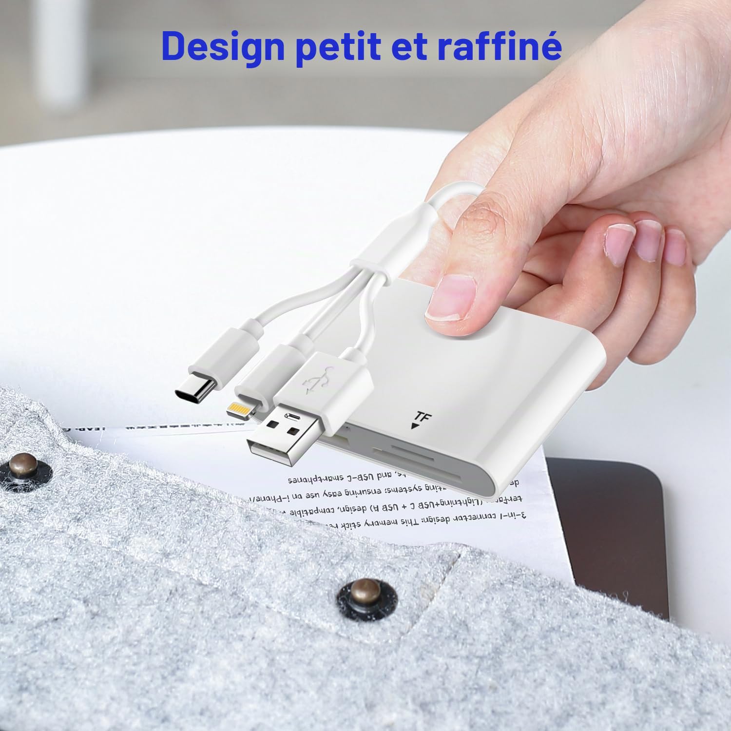 4 en 1 Lecteur de Carte pour SD/TF/MS/XD, Adaptateur Memory Stick Pro Duo pour iPhone/iPad/PC/Android, SD Card Reader avec USB C/Lightning/USB & OTG, Lecteur Carte XD pour Olympus Plug & Play