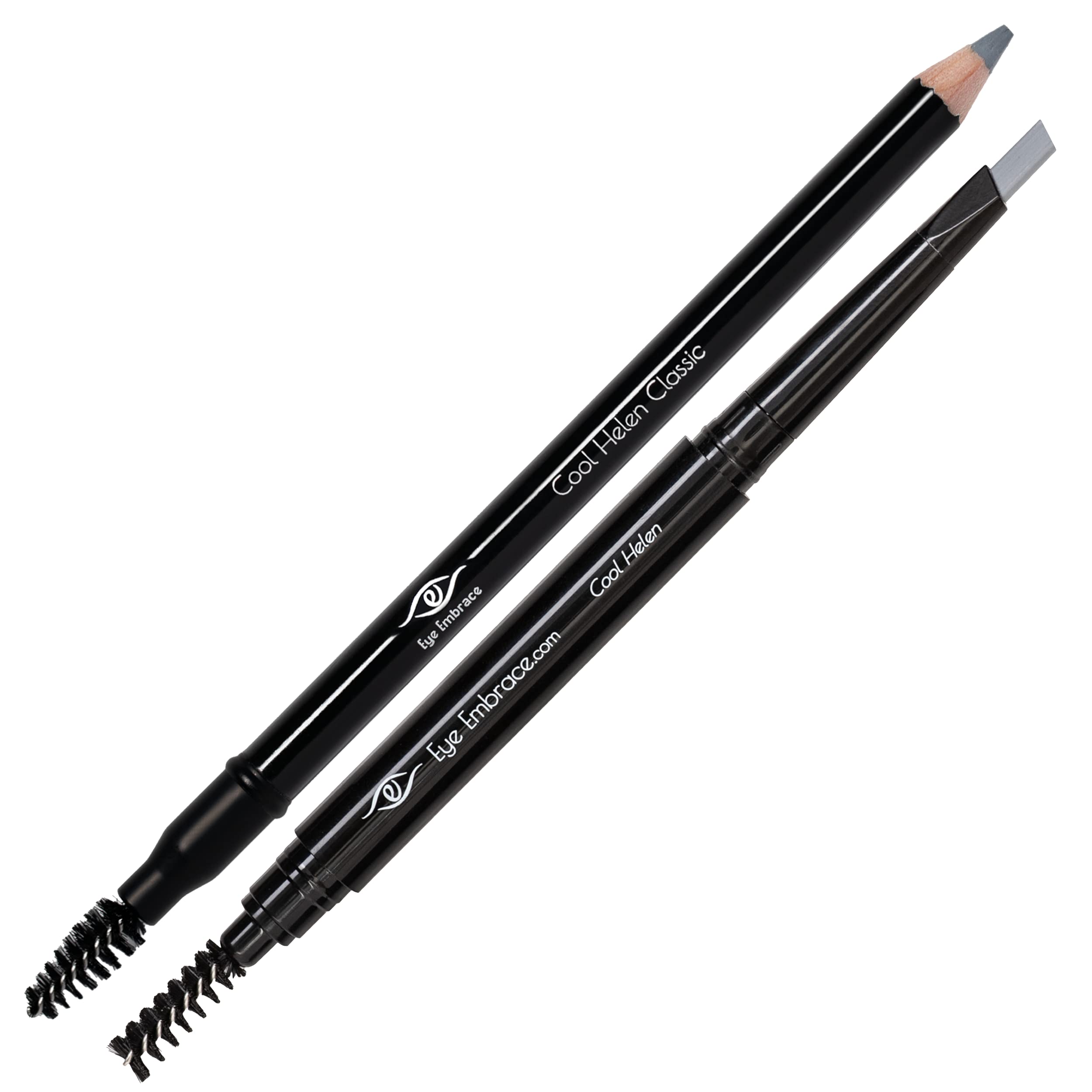Eye Embrace Cool Helen Light Gray Eyebrow Pencils Bundle - Cool Helen Classic wooden pencil & Cool Helen diamond wedge pencil - Waterproof, Cruelty-Free