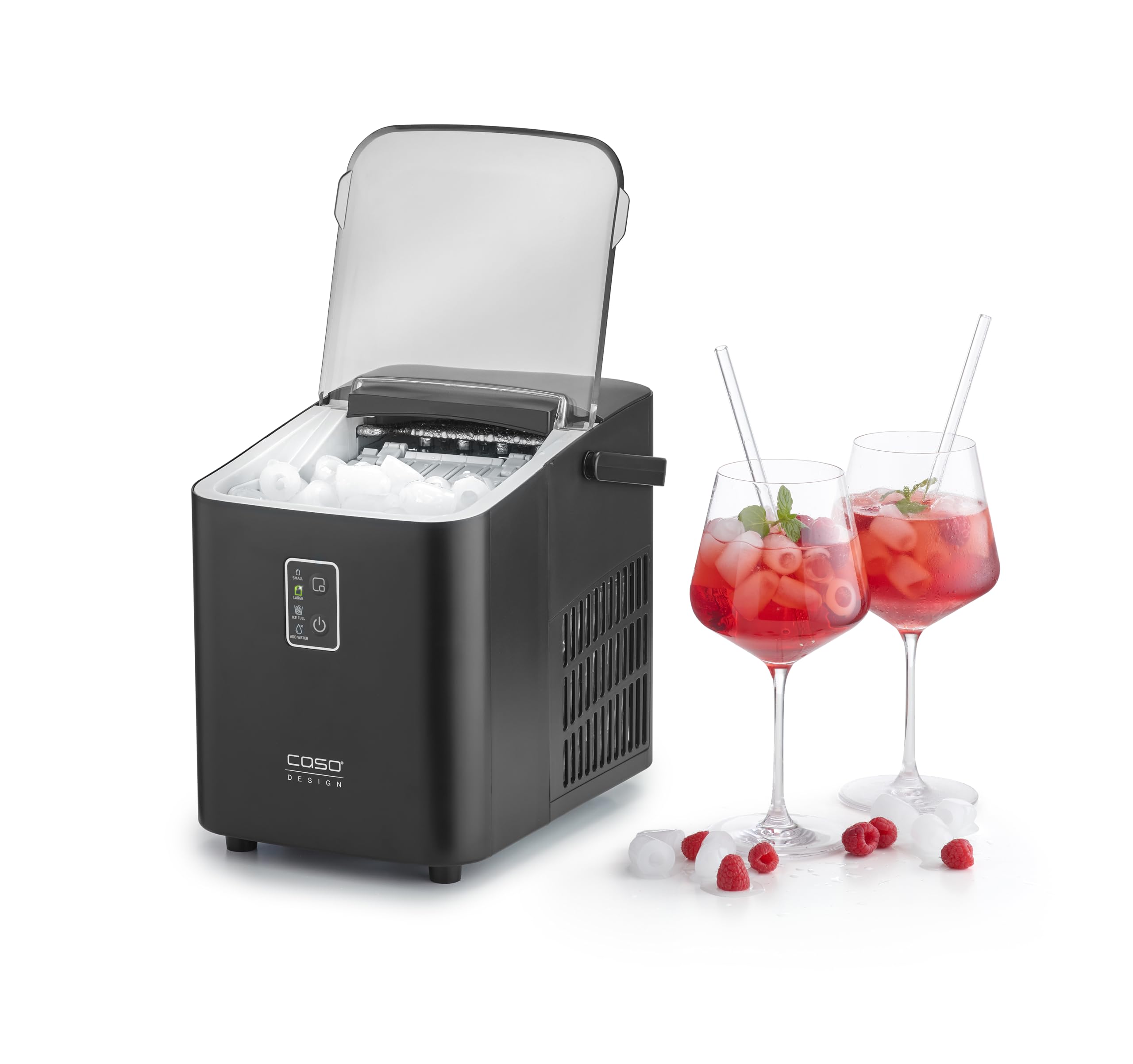 CASO IceChef compact - Macchina del ghiaccio autopulente, macchina per il ghiaccio con serbatoio da 1L, ideale per casa e cucina, produce ghiaccio in 6 minuti, fino a 12 kg in 24 ore, nero