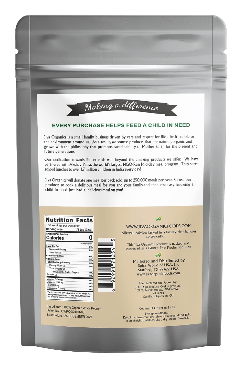 Jiva Organics Organic White Pepper Powder 3.5 oz (100g) – Pure, Non-GMO, Ground White Peppercorns – Bold Flavor for Cooking, Seasoning, Marinades image 2
