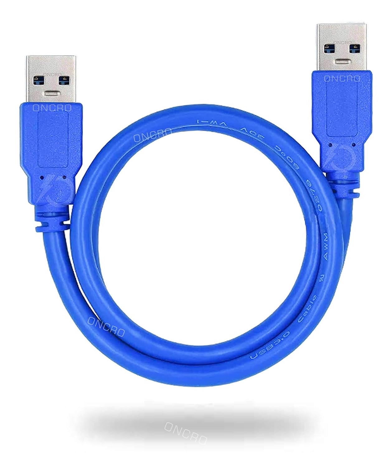 Blue 60cm Super Speed Data sync and Charging USB 3.0 Type A Cable Male to Male USB Cord Short Cable for Hard Drive, Laptop Cooling Pad, DVD Player, Camera, Printer, Scanner & Similar