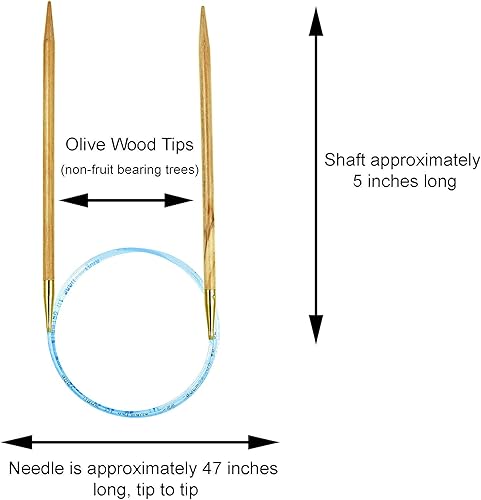 Miniatura 9 de addi Aguja circular de madera de olivo de 60 pulgadas (59.1 in) US 07 (0.177 in), ligera, cálida al tacto, puntas estándar, uniones suaves, paquete