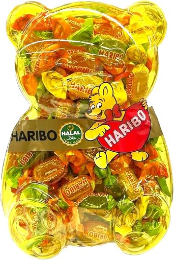 HALAL Sweets Bundle Peaches + Tropifrutti + Gold Bears + Happy Cola Zing 100g Each + Haribo Halal Soft Jelly Bear 1Kg Boxed Treatz