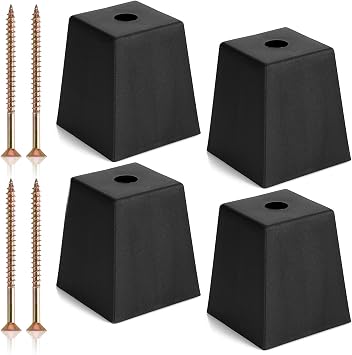 OwnMy 4PCS 3 Inch Plastic Furniture Legs Screw-in Plastic Sofa Couch Legs Replacements, Square Furniture Feet Legs for Coffee Table Chair Bed Risers, Black