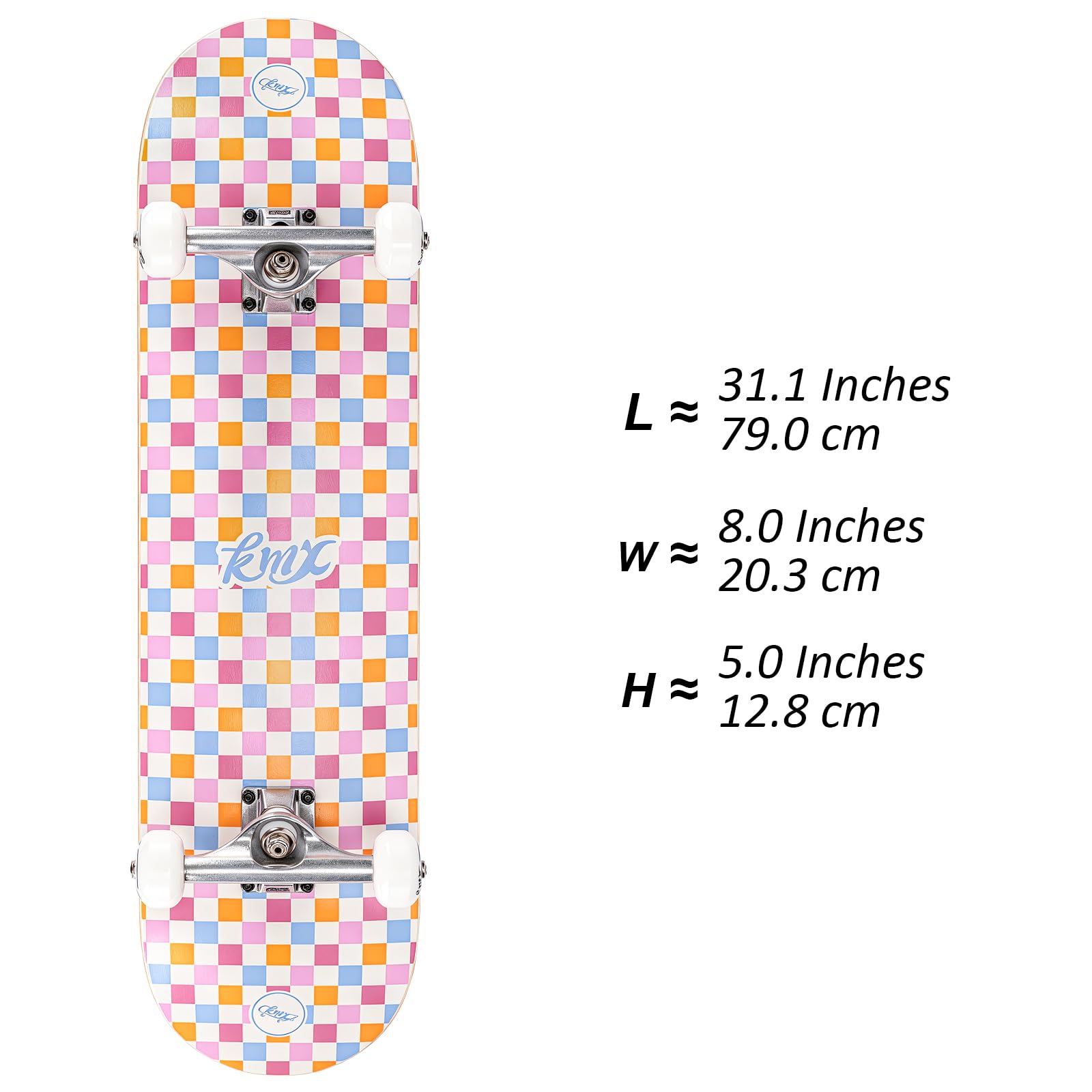 KMX Klasyczna deskorolka mini cruiser 56 cm dla dzieci, studentów, dorosłych, początkujących do zaawansowanych, przenośna, kompaktowa, gładkie łożyska, duże koła PU, ciężarówki ze stopu aluminium